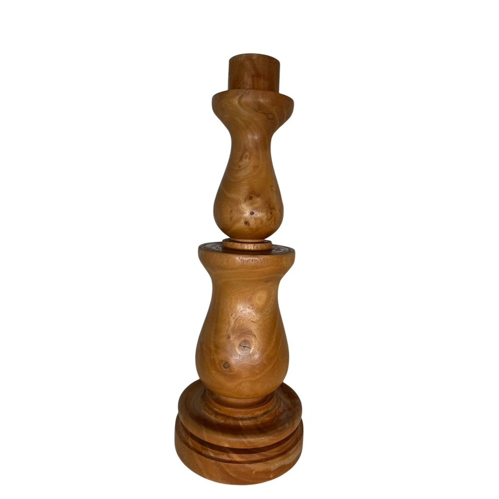 Vintage Hand Turned‎ Wooden Candlestick Taper Holders Hardwood Cottagecore